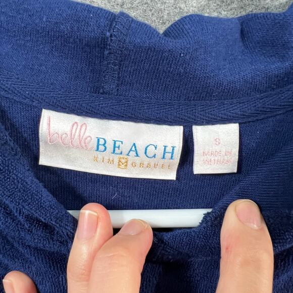 Belle Beach by Kim Gravel Poolside Terry Zip Front Hoodie Nautical Navy Small - Picture 3 of 11